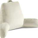 OAISZ Reading Pillow for Sitting in Bed Adult, Reading Pillow with Shredded Memory Foam, Bed Pillow with Washable Cover, Back Pillow Sitting Up with Extend Arms, Beige, X-Large, 19" H