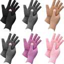 6 Pairs Arthritis Compression Gloves for Women Men Fingerless Hand Compression Gloves for Typing, Driving and Work (Large)