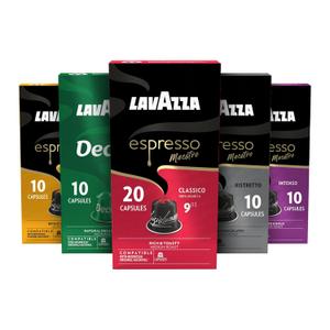 Lavazza Espresso Variety Pack of Aluminum Capsules Compatible with Nespresso* Original Machines, Contains Light, Medium, and Dark Espresso Roast (60 Capsules), Best By: 07/30/25