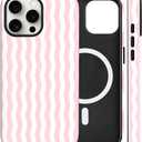 Magnetic for iPhone 14 Pro Case Cute Wavy Stripes Phone Case, Pink