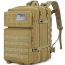 Jornova Tactical Backpack 45L Army Military Rucksack, Water Resistant MOLLE Pack, Large 3 Day Bug Out Bag for Men & Women, Durable Outdoor Gear for Hiking, Camping, Hunting, Travel (Khaki)