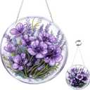 Eiflow Hanging Diamond Art Kit Purple Flower, DIY Acrylic Diamonds Painting Board Kit for Adults, Gem Art Pendant Ornament Flower