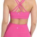 YITTY Active Women's Ultraluxe Strappy Medium Impact Bra, Athleisure, 4-Way-Stretch (Large, Beach Party)