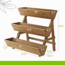 3-Tiers Wooden Raised Garden Bed Tiered Planter Box Flower Pots Vertical Garden Planter Wood Plant Stand for Vegetables Flowers Herbs for Patio, Balcony, Freestanding (Brown L)