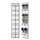 KEEPJOY Over the Door Shoe Organizer, Hanging Shoe Organizer with 4 Hooks, Shoe Holder with 14 Mesh Pockets Closet Door Shoe Storage Bag (White-2Pack)