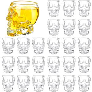 Dandat 24 Pieces Skull Shot Glasses Set 2. 5 oz Mini Clear Bulk for Wedding Party Whiskey, Espresso, Water, Juice, Milk, Coffee, Drinking