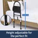 Medline Bed Assist Bar with Storage Pocket, Height Adjustable Bed Rail for Elderly Adults, Assistance for Getting In and Out of Bed at Home