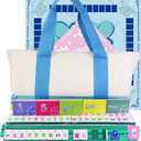 American Mahjong Game Set, Portable Carrying Bag,Acrylic 160 Tiles,Western Mahjong Tiles Set,Complete Ma Jong Set (Green)