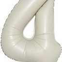 32 inch Cream Color Number Balloons 0-9 Large Digital Foil Helium Ball Girl Kids Adult Happy Birthday Party Decoration Wedding (32 inch Cream 4)