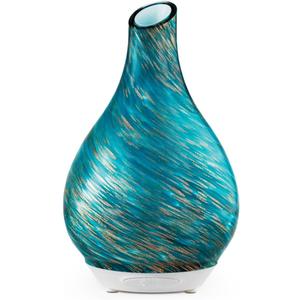 SpaRoom Teardrop Glass Aromatherapy Ultrasonic Misting Essential Oil Diffuser for Large Rooms, Seascape