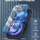 FNTCASE for iPhone 16 Phone Case: Military Grade [Built-in Screen Protector] [Kickstand] Matte Textured Drop Proof Protection Cover | Rugged Shockproof TPU Protective Sturdy Cases - Blue