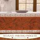 Romanstile Fall Square Tablecloth 54 x 54 Inch, Thanksgiving Autumn Harvest Maple Table Cloth, Stain Resistant Washable Table Cover for Dining, Party, Holiday Decor - Orange and Beige