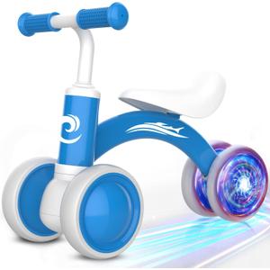 Colorful Lighting Baby Balance Bike Toys for 1 Year Old Boy Girl Gifts, 10-36 Month Toddler Balance Bike, No Pedal 4 Silence Wheels & Soft Seat First Riding on Toys, 1st Birthday Gifts (Blue)