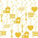 Containlol 40 Pieces Housewarming Party Decorations Welcome Home Swirl Supplies Hanging Glitter Swirls Sweet Home Decor Housewarming Hanging Signs for Welcome Party Decorations(Gold)
