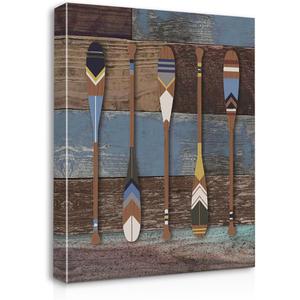 Lake Paddle Canvas Wall Art Prints Artwork Signs Framed for Lake Porch Wall Decor Home Room Bathroom Decor, 11 X 14 inch, Housewarming Gift, Lake Cabin Paddle Canvas Wall Decor, Lake House Decor