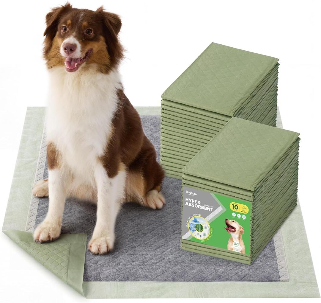 Bedsure Dog Pee Pads Extra Large, 28" x 34" Puppy Pads 52 Count, Super Absorbent & Leak Proof, XL Training Pads Quick Dry Disposable Potty Pad with Odor-Control Activated Carbon & ECO Green Material