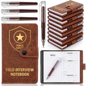 Ctosree 20 Pcs Police Appreciation Gifts Public Safety Field Interview Notebooks with Ballpoint Pen Police Academy Graduation Gifts for Law Enforcement Polices Officer Security Personnel (Brown)