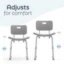 Medline Bath Chair, Bench, Seat, Stool for Disabled, Seniors & Elderly Bathroom Transfer Inside Shower/Tub/Bathtub 400 Lbs. Capacity, Gray