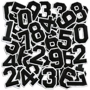 Number Iron On Patches, Numbers 0-9 Embroidery Applique Patch, DIY Decorative Heat Press Patches for Clothing Jeans Jackets Backpacks Hats (Black 50 Pcs)