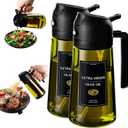 CXINYI - 16oz/470ml Olive Oil Dispenser for Kitchen with Stickers - 2 in 1 Olive Oil Sprayer for Cooking, Air Fryer, and Salad, 2 Black (Light-Proof Kitchen Gadget)
