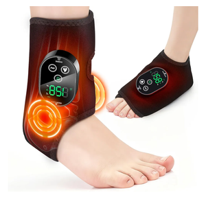DeMoce Cordless Ankle Massager with Heat, Wearable Ankle Heating Wrap for Foot & Ankle Pain Relief, 6 Heat Levels, 3 Vibration Modes, Timer & Auto Shut Off, Single One, Black
