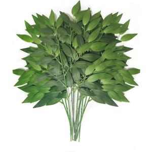 20Pcs Italian Ruscus Greenery Stems 18" Artificial Silk Greenery Leaves for DIY Bouquet Filler Table Centerpieces Home Indoor Decor