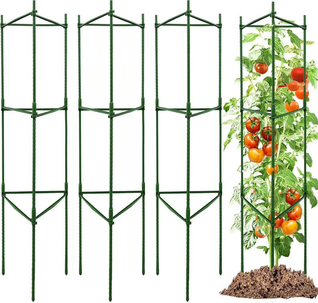 TCBWFY 4-Pack 48-Inch Adjustable Tomato Cages, Heavy-Duty Metal Plant Support Trellis for Garden and Pots, DIY Tomato Stakes, Height Adjustable 16 to 192 Inches
