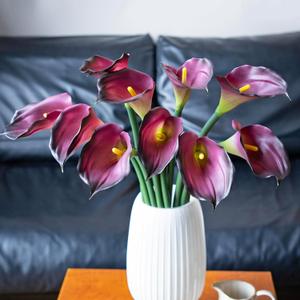 DUYONE Artificial Flowers Calla Lilly 25.6'' Large Fake Bouquet Long Stem Plants 5 Pcs for Home,Living Room,Bedroom,Dining Table,Office,Weddings Party Garden Dcor(Purple)