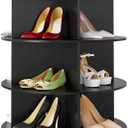 SpaceAid 7 Tier Rotating Shoe Rack Tower, Spinning Shoe Display Lazy Susan, Revolving 360 Shoe Rack Storage Round Carousel, Vertical Handbag Rotate Shoes Closet Organization (7-Tier Black)