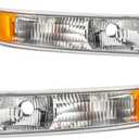 Pair of Turn Signal Light Parking Light Assembly Compatible with Chevy Models - 99-02 Silverado 00-06 Tahoe Suburban