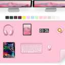 47.2" x 23.6" Large Desk Pad - Non-Slip PU Leather, Waterproof Writing Mat for Keyboard & Mouse, Fairy Tale Pink