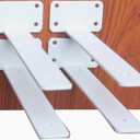 4 Pack - 8 inch White Hidden L Shelf Bracket (1/5 Inch Thicked) Iron Floating Shelf Brackets Rustic Industrial Metal Brackets for Shelf Support