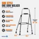 Dynarex Side Style One-Arm Walker is a Walker Used on One Side of The Body with Tool-Free Adjustable Height up to 34 & 300 Pound Weight Capacity, Silver, 1 Side Style One-Arm Walker