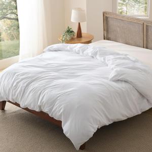 Bedsure Duvet Cover Queen Size Only - Prewashed Cotton-Like Polyester Extra Soft All Season Bedding, Includes 1 Duvet Cover 90x90 Inches with Zipper Closure, White, (No Comforter)