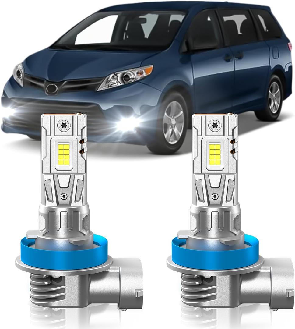 Fit for Toyota Sienna 2011-2020 Fog Light Bulbs or DRL, 6000K Cool White 700% Brightness, Real 1:1 Size Plug and Play, Pack of 2