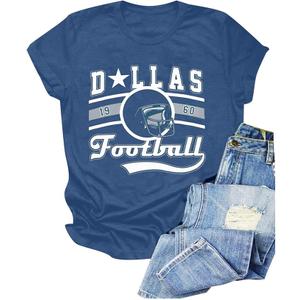 Vintage Football Shirt for Women Game Day Tshirt Sunday Funday Shirt Casual Football Season Short Sleeve Tops, XL