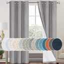 PrinceDeco 100% Blackout Curtains 84 inches Long for Bedroom Dining Room Soundproof Window Treatment Drapes with White Liner Noise Reducing Linen 84 Inch Blackout CurtainsLight Grey42 x 84 Inch