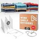 Neatly Made White Wire Shelf Dividers for Closet Organization – 16-Pack – Sturdy and Easy Set-Up Closet Shelf Dividers with Bonus Rose Gold Hanger – 12 inches x 12 inches