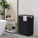 efluky Double Laundry Hamper with Wheels, Divided Laundry Hamper with Removable Bags, 2 Section Dirty Clothes Basket with Handles for Bathroom, Bedroom & Laundry Room, 160L Dark Black