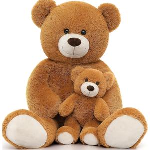 MorisMos Mom and Baby Giant Teddy Bear, 39inch Soft Large Teddy Bears Stuffed Animal Plush for Baby Shower, Brown