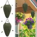 2 x Qualirey 2 Pcs Crochet Wasp Nest Decoy Fake Hornet Nest Deterrent Outdoor Hanging Decorations Wasp Deterrent for Garden Yard Patio Eaves(Dark Green,7.87'' x 4.72'')