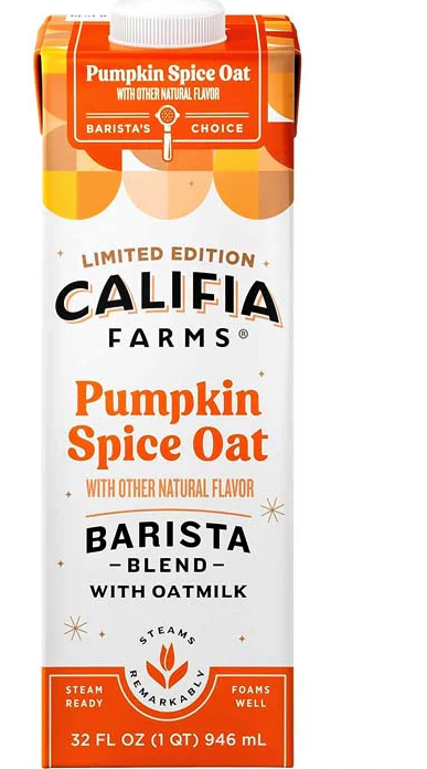 California Pumpkin Spice Oat Barista Blend With Oat Milk 32oz, EXP 03/07/25