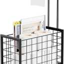 SWTYMIKI Freestanding Toilet Paper Holder - 4-Tier Free Standing Toilet Paper Holder Stand with Large Basket, Stand Mega Roll Storage Rack for Extra Rolls, Magazines, Wet Wipes, Black