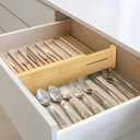 VaeFae 3 Pack Bamboo Drawer Dividers, 4" High Adjustable 16.6" - 21.8" Clothes Drawer Organizers, Expandable Separators for Bedroom/Bathroom/Kitchen/Office Storage
