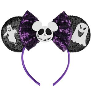 Ghost Ears, Mouse Ears Headband for Women Girls Adults, Halloween Accessories for Party Trip Parks Cosplay Decorations