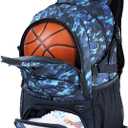 WOLT Basketball Backpack Large Sports Bag with Separate Ball Holder & Shoes Compartment, Best for Basketball, Soccer,Gym (Camouflage Blue)