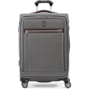 Travelpro Platinum Elite Softside Expandable Checked Luggage, 8 Wheel Spinner Suitcase, TSA Lock, Men and Women, Vintage Grey, Checked Medium 25-Inch