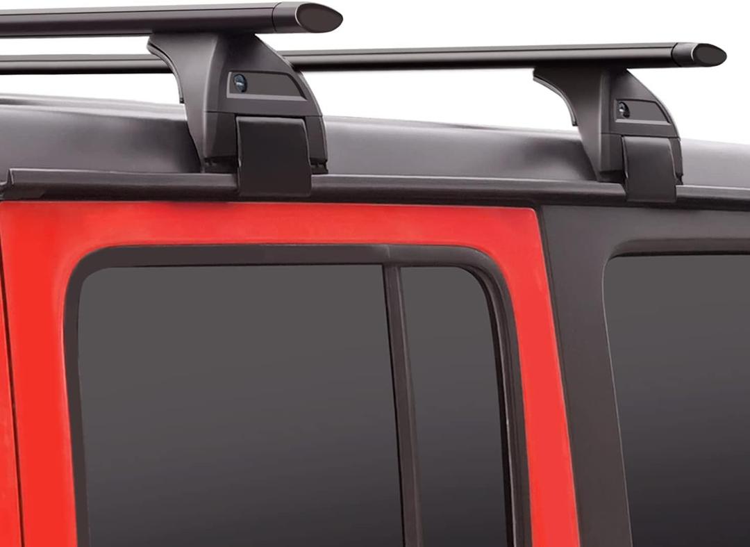 Roof Rack Cross Bars 220lbs Compatible with Jeep Wrangler JK JL Gladiator JT 2007-2026 with Anti-Theft Metal Lock, 2 & 4 Door Heavy Duty Aluminum Crossbars Rooftop Cargo Kayak Bike