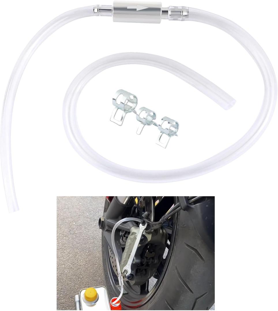 KIFIDAN Motorcycle Brake Bleeder Hose One Way Check Valve,One Way Brake Bleeder Valve with Tube & Clamp,Universal Brakes Bleeders Kit Brakes Bleeders Tool for Clutch,Hydraulic Braking