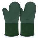 sungwoo Silicone Oven Mitts, Heat Resistant Oven Gloves with Quilted Liner Non-Slip Textured Grip Perfect for BBQ, Baking, Cooking and Grilling - 1 Pair 13.8 Inch Midnight Green